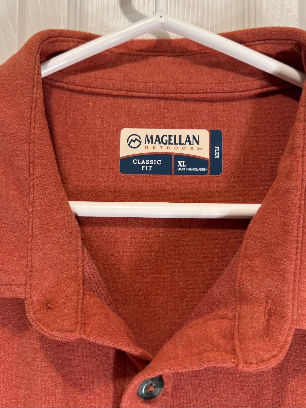 Magellan Outdoors Men's Casual Button-Down Shirt Jacket - Rust Orange